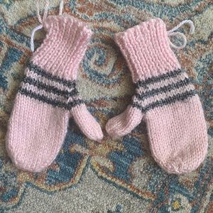 Handmade knit mittens